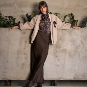 Falda satinada Marrón Pdk