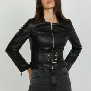 Chaqueta eco piel cinturón Relish