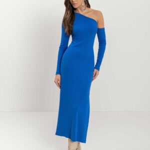 Vestido canalé Basic Azul