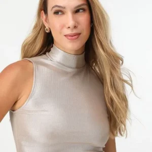 Top metalizado Lança perfume