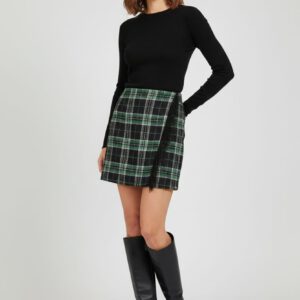 Minifalda cuadros y plumas Phard