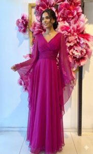 Vestido mangas capa colores Dina