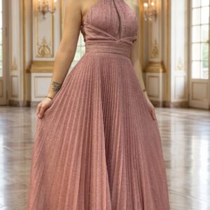 Vestido lurex plisado Aba