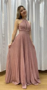 Vestido lurex plisado Aba