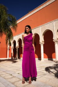Vestido drapeado central Amira
