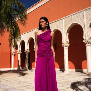 Vestido drapeado central Amira