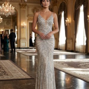 Vestido joya cristal plata