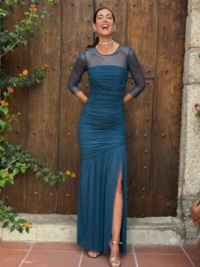 Vestido drapeado tul Yara
