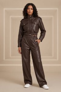 Pantalón ecopiel chocolate Foursoul