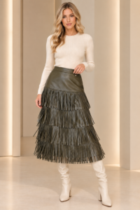 Falda flecos ecopiel Foursoul